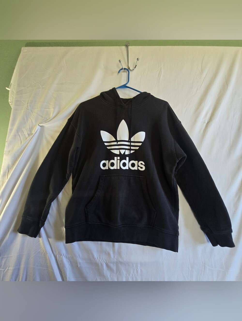 Adidas Men’s Trefoil Big Logo Fleece Pullover Hoodie Hooded Sweatshirt Size M